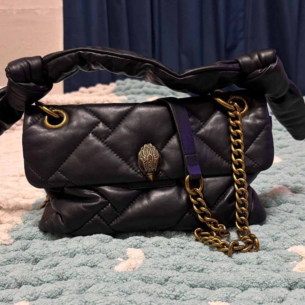 Kurt Geiger Black Quilted Shoulder Bag with Gold Chain